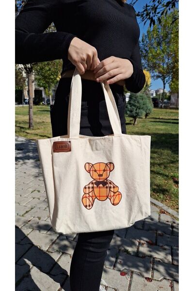 Luvili Canvas Bag with Lining and Pockets - Printed and Gusseted