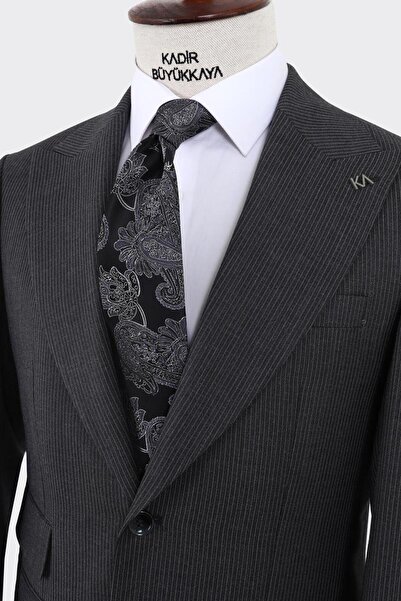 Kadir Büyükkaya Kırlangıç Yaka İki Düğmeli Erkek Takım Elbise-KAW1347W