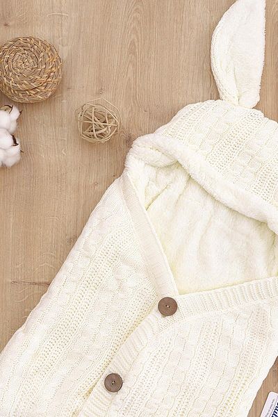 Sitilin Girl Boy Baby Rabbit Ear Buttoned Cream Baby Swaddle Swaddle Stl6817