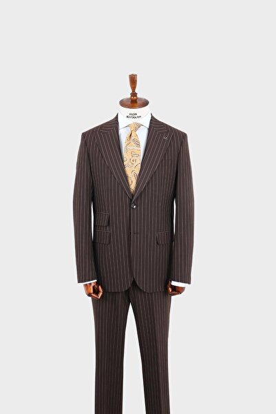 Kadir Büyükkaya Kırlangıç Yaka İki Düğmeli Erkek Takım Elbise-KAW1345W