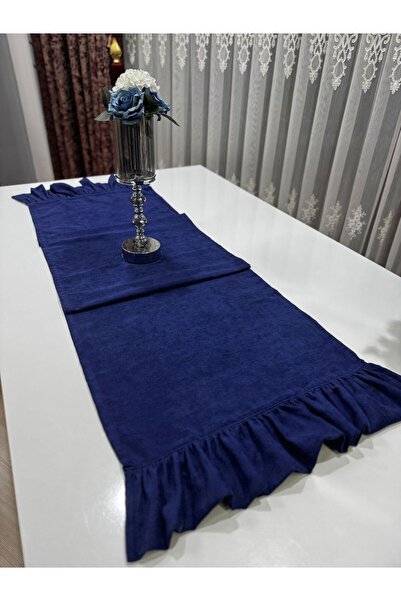 Kumru Çeyiz Soft Kadife Dokulu Fırfırlı Vintage Runner