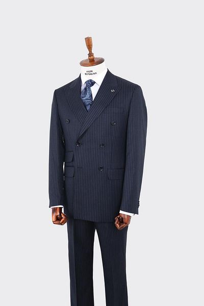 Kadir Büyükkaya Swallow Collar Double Breasted Men's Suit-Kaw1262W