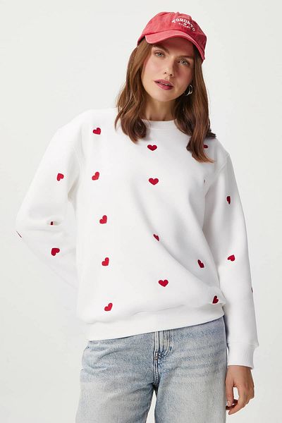 Ritnice Hanorac de damă Pretty White Red Tiny Heart