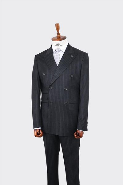 Kadir Büyükkaya Swallow Collar Double Breasted Men's Suit-Kaw1267W