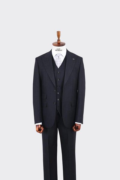 Kadir Büyükkaya Swallow Collar Men's Suit with Vest-Kaw1090W