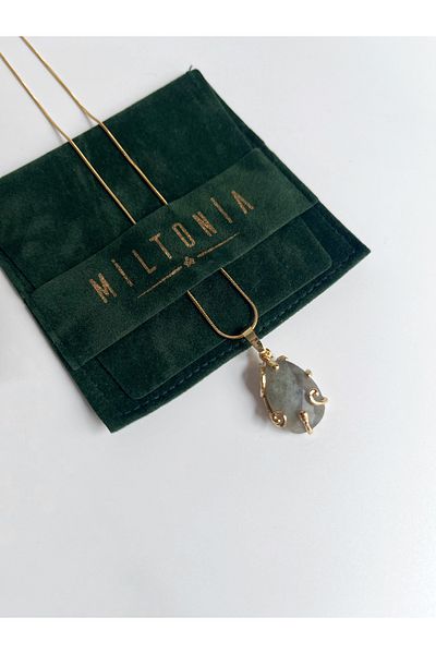 Miltonia Labradorite Natural Stone Steel Chain Necklace