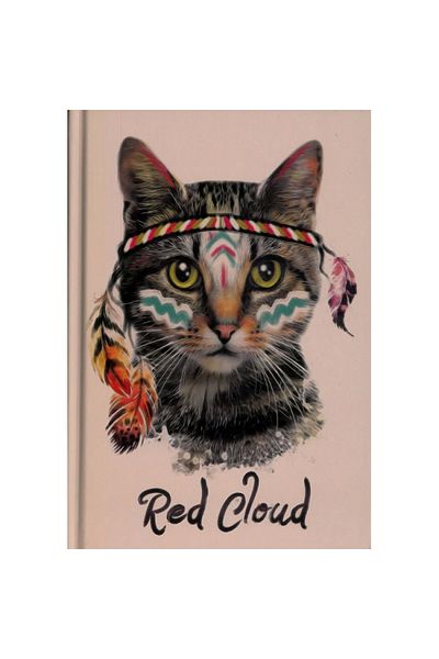 DEFFTER دفتر ملاحظات مخطط Red Cloud Cat مقاس A5 - غطاء صلب، 96 ارتفاعًا