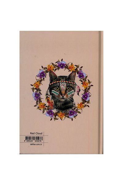 DEFFTER دفتر ملاحظات مخطط Red Cloud Cat مقاس A5 - غطاء صلب، 96 ارتفاعًا
