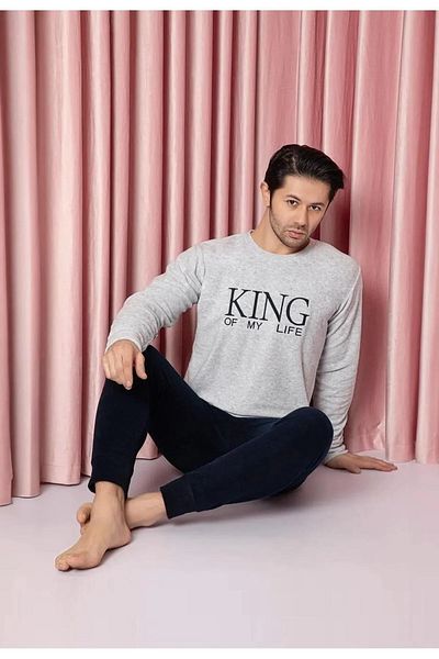 Sude Men's Crew Neck Winter Fleece Pajamas Set A100/72 - 1 Piece