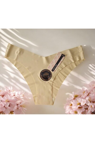 alec lingerie سروال داخلي برازيلي نسائي بيج اللون بقصة V بالليزر بدون آثار