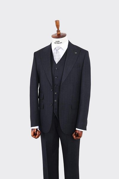 Kadir Büyükkaya Swallow Collar Men's Suit with Vest-Kaw1090W