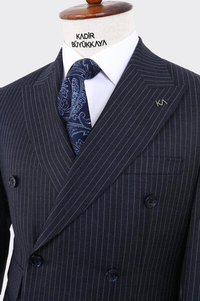 Kadir Büyükkaya Kırlangıç Yaka Kruvaze Erkek Takım Elbise-KAW1262W