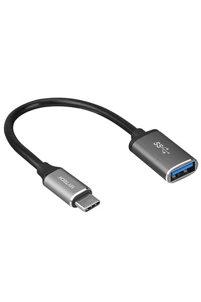 Hytech Hy-Xo22 Type C m 10cm - Wired USB F to Type-C Metal Body Otg Converter - Silver