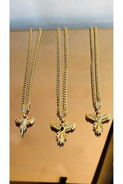 Butik Taşlı Çelik Anka Kuşu Kolye