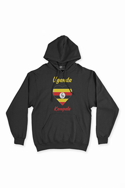 Cix Kampala Uganda Zastava Srce Crna Dukserica sa Kapuljačom
