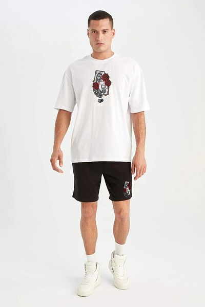 Pink Sky Men's Card Printed Tshirt Shorts Set