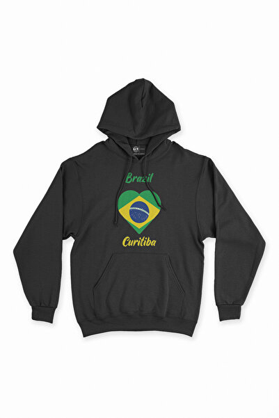 Cix Kuritiba Brazil Zastava Srce Crna Dukserica sa Kapuljačom