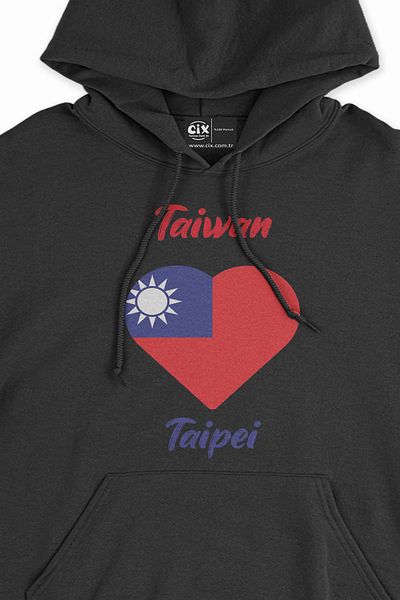 Cix Taipei Taiwan Flag Heart Hanorac negru