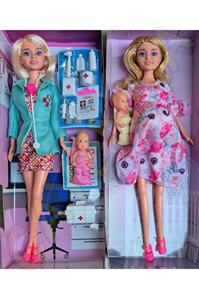 cayenna Hamile Anne Oyuncak Et Bebek Hemşire Doktor Setli 14 Parça Evcilik Oyun Set