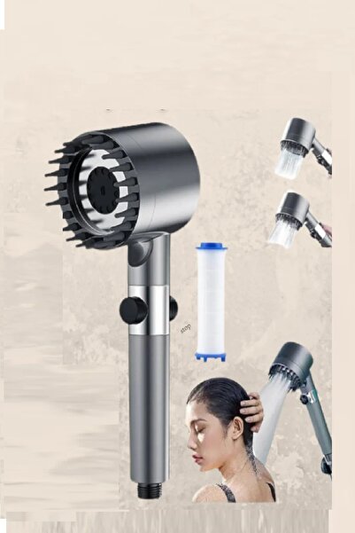 naque 3 Fonksiyonlu Masajlı Duş Başlığı – Kireç Filtreli Start- Stop Tuşlu Ba...