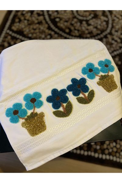 Fiesta Hand Face Towel with Punch Embroidery