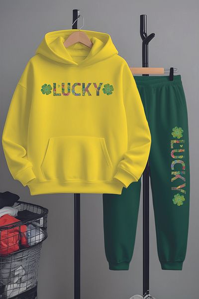 MYADA Set de trening pentru fete Lucky Printed Bottom Top 22448