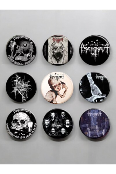 Major Selection 9 adet Psychonaut 4 Temalı Rozet 58 mm