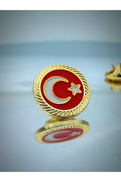 YÖRÜK TASARIM Türk Bayrağı Fasetli Altın Kaplama Yaka Rozeti