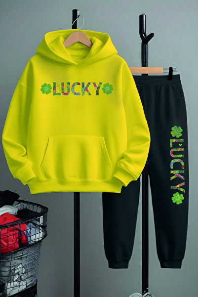 MYADA New Season Lucky Printed Bottom Top Tracksuit Set 22448