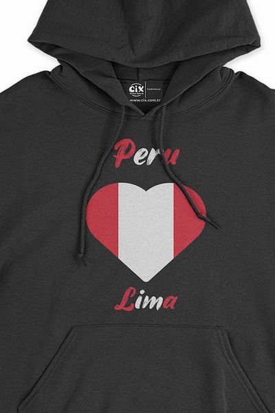 Cix Μαύρο φούτερ με κουκούλα με σημαία Lima Peru
