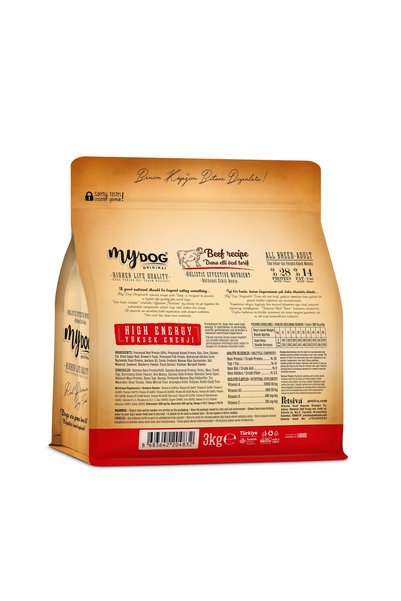 mydog Original Az Tahıllı Dana Etli Yüksek Enerji Yetişkin Tüm Irk Köpek Maması 3kg
