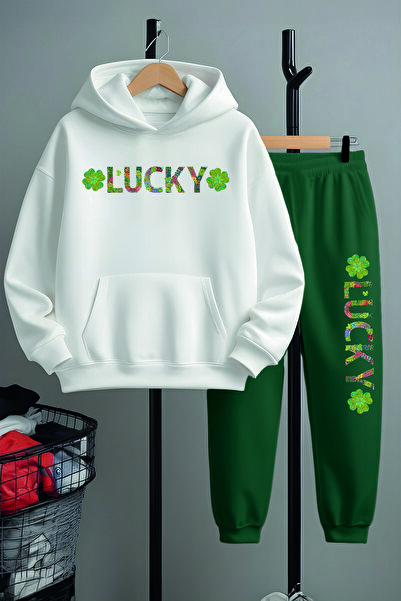 MYADA Girl's Lucky Printed Top and Bottom Tracksuit Set 22448