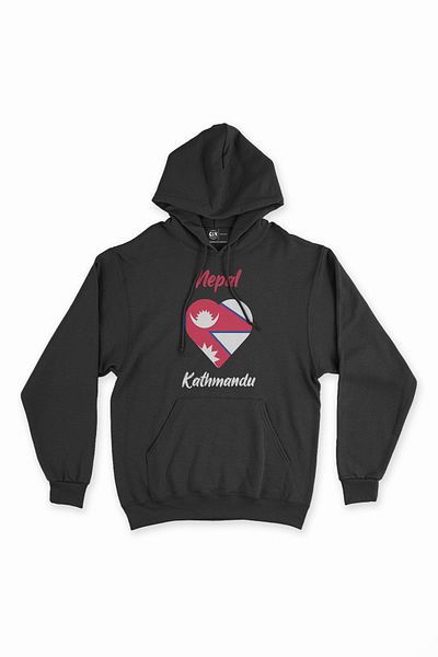 Cix Hanorac negru din Kathmandu Nepal Flag Heart Heart