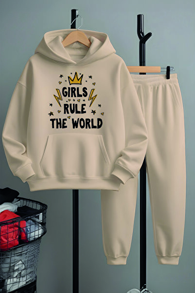 MYADA Girls Rule the World Printed Top and Bottom Tracksuit Set 22437-10