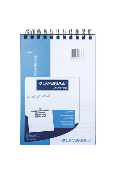 Mead White Lined A5 Spiraled Cambridge Notebook - M153848