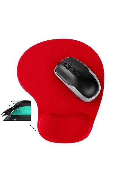 Boldy Silicone Gel Mouse Pad with Wrist Support Non-Slip Mouse Pad Gel Mousepad Silicone Mouse Pad Red Mouse