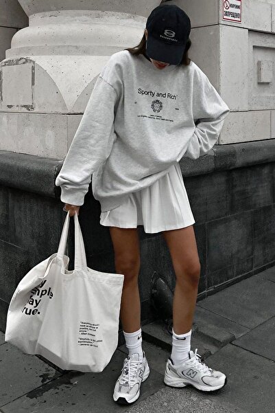 Mythologie Спортивний та багатий світшот - сірий з принтом Oversize з шардоном та велосипедним коміром