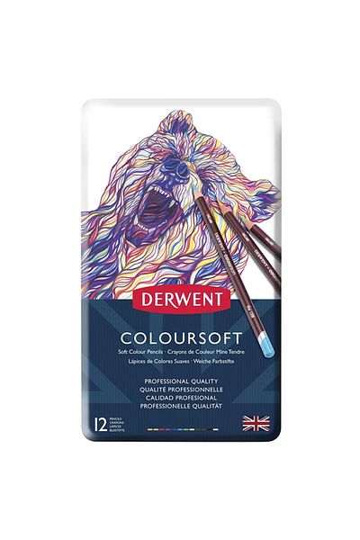 Derwent Coloursoft - Curry Color Pencil Set 12 Colors Tin Box