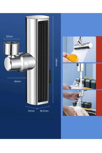 Kaşbaşı Home Krom Tasarruflu 4 Modlu Şelale Ayarlanabilir Musluk Başlığı Mutfak Eviye Bataryası Lavabo Bataryası