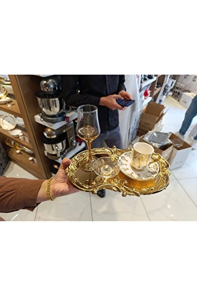 hediye Esterhomedecor Tek Kişilik Metal Sunum Tepsisi