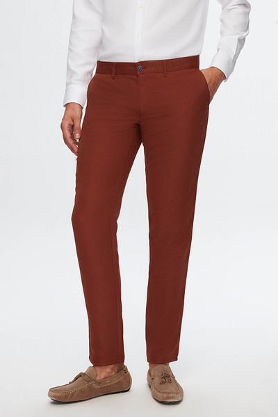 D'S Damat Slim Fit Cinnamon Dobby Βαμβακερό παντελόνι Chino με πλαϊνές τσέπες