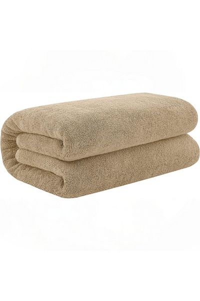 KAYABEY HOME Prosop de baie mare de culoare caramel 90x150 100% bumbac culoare maro deschis Prosop de baie de dus Prosop de plaja