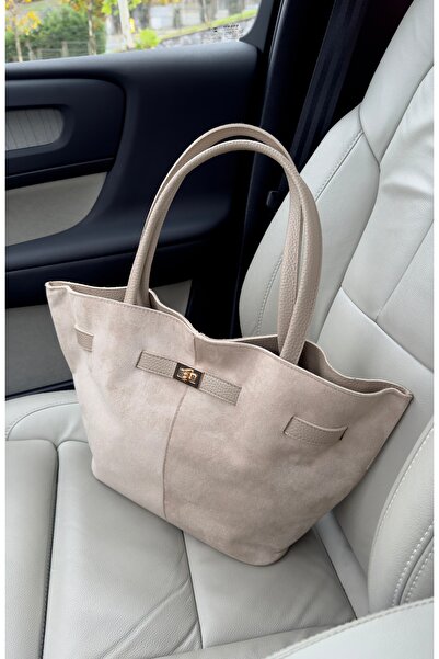 GP GUES POLO Kadın Taş Süet Deri Uzun Askılı Mıknatıs Kapamalı Omuz & El Çantası