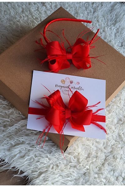 Rengarenk Minikler Set coroană de maternitate pentru mamă cu fundă cu panglică roșie (coroane concept de Anul Nou) – Coroană – Coroană – T