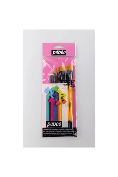 Pebeo Set-6 8-Piece Multi-Purpose Brush Set 1-3-7-2-8-12-1/2-5/8