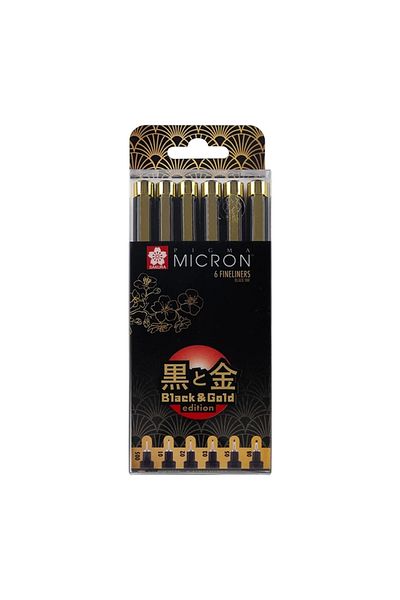 Sakura Pıgma Micron Black & Gold Technical Drawing Pen Set of 6