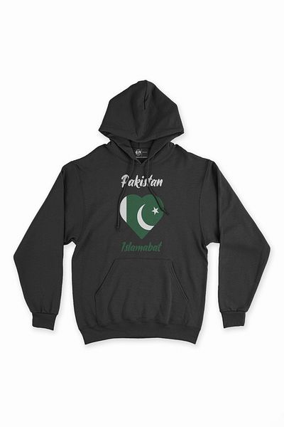 Cix Hanorac negru cu inimă cu steagul Islamabat Pakistan
