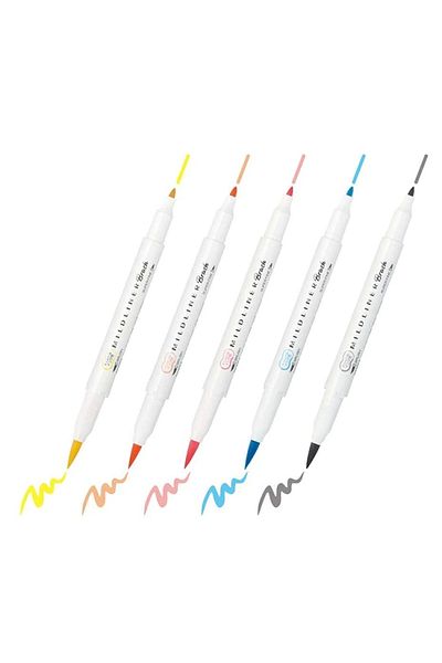 Zebra Milliliner Brushpen Double Sided Brush Tip Pen Set of 5