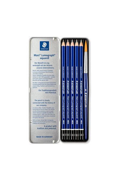 Staedtler 100 G6 Mars Lumograph Aquarell Graduated Pencil Se