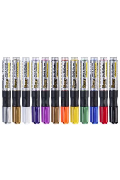 Brons Br-4000 Acrylic Marker Pen Round Tip Set of 12